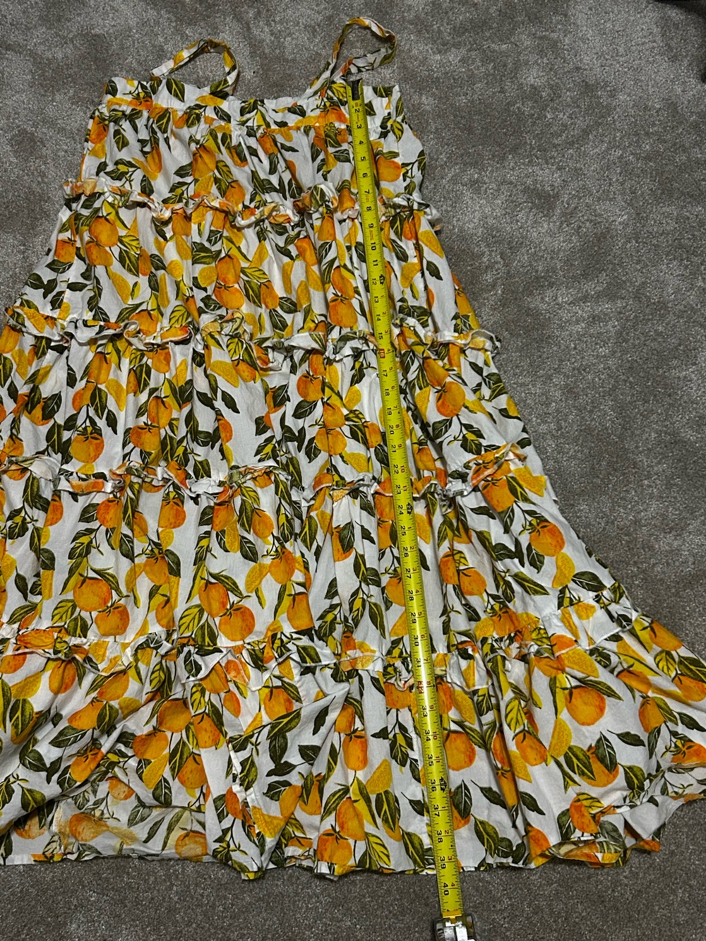 Never Fully Dressed Citrus Orange Lemon Print Tiered Ruffle Maxi Dress US 8 - Picture 6 of 6